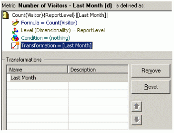 Transformation Metrics in the Metric Editor