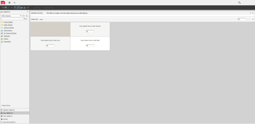 MicroStrategy Web Report Editor interface