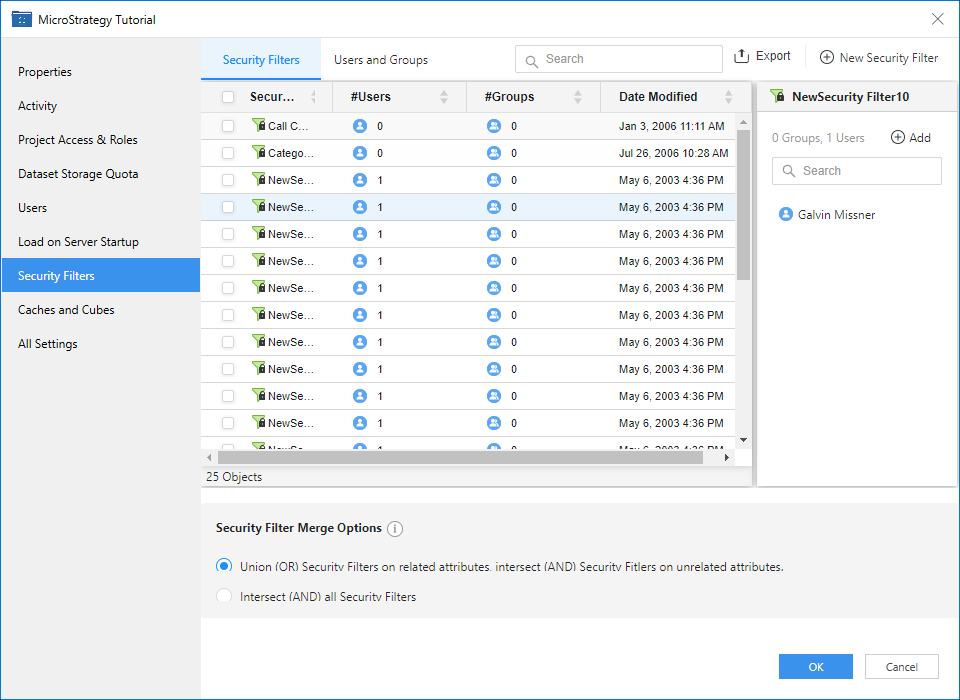 Secure Link Filter Manage Security Filters