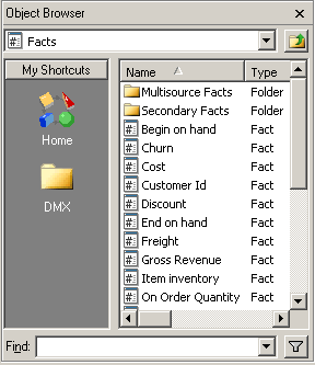Object Browser for Metric Editor