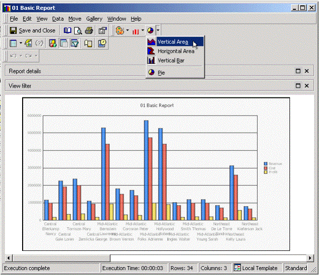 Microstrategy Graphs Designating graph styles available for report display