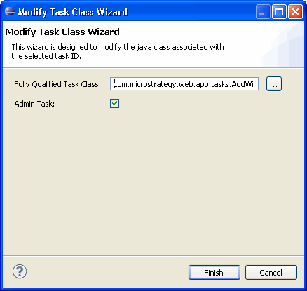 Modifying Class Modify Task Class Wizard