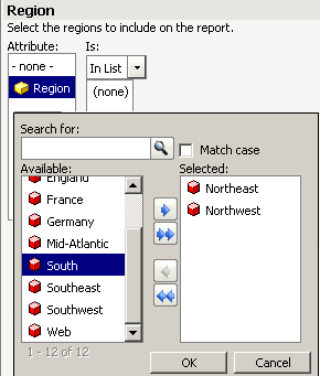Prompt listing regions